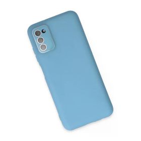 Newface Samsung Galaxy A03S Glass Kapak - Mavi Kılıf