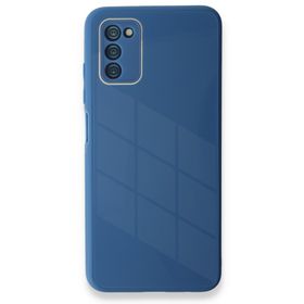 Newface Samsung Galaxy A03S Glass Kapak - Mavi Kılıf