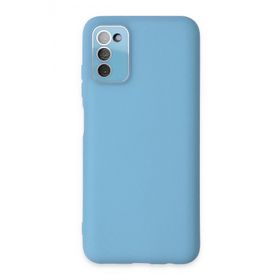 Newface Samsung Galaxy A03S Glass Kapak - Mavi Kılıf