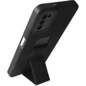 Newface Samsung Galaxy A03S Mega Standlı Silikon - Siyah Kılıf