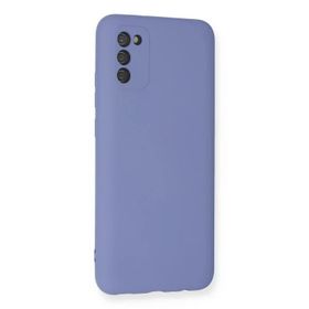 Newface Samsung Galaxy A03S Nano içi Kadife Silikon Lila Cep Telefonu Kılıfı