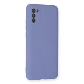 Newface Samsung Galaxy A03S Nano içi Kadife Silikon Lila Cep Telefonu Kılıfı