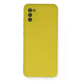 Newface Samsung Galaxy A03S Nano içi Kadife Silikon Sarı Cep Telefonu Kılıfı