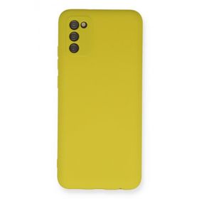 Newface Samsung Galaxy A03S Nano içi Kadife Silikon Sarı Cep Telefonu Kılıfı