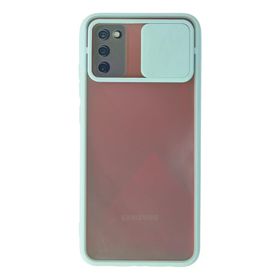 Newface Samsung Galaxy A03S Palm Buzlu Kamera Sürgülü Silikon - Turkuaz Kılıf