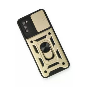Newface Samsung Galaxy A03S Pars Lens Yüzüklü Silikon - Gold Kılıf