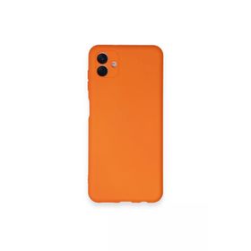 Newface Samsung Galaxy A04 Nano içi Kadife Silikon - Turuncu Kılıf