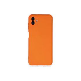 Newface Samsung Galaxy A04 Nano içi Kadife Silikon - Turuncu Kılıf