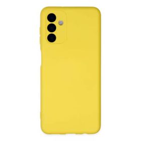 Newface Samsung Galaxy A04S Nano içi Kadife Silikon - Sarı Kılıf