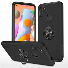 Newface Samsung Galaxy A11 Elit Yüzüklü Kapak - Siyah Kılıf