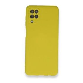 Newface Samsung Galaxy A12 Nano İçi Kadife Silikon Sarı Cep Telefonu Kılıfı