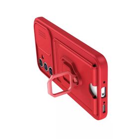 Newface Samsung Galaxy A14 4G Zuma Kartvizitli Yüzüklü Silikon - Kırmızı Kılıf