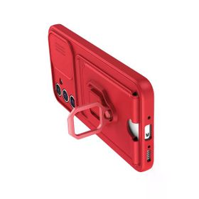 Newface Samsung Galaxy A14 4G Zuma Kartvizitli Yüzüklü Silikon - Kırmızı Kılıf