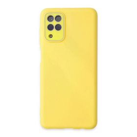 Newface Samsung Galaxy A22 Lansman Glass Kapak Sarı Cep Telefonu Kılıfı
