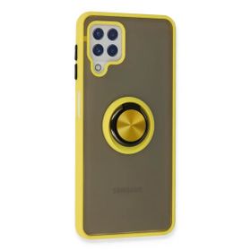 Newface Samsung Galaxy A22 Montreal Yüzüklü Silikon Kapak - Sarı Kılıf