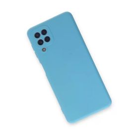 Newface Samsung Galaxy A22 Nano içi Kadife Silikon Mavi Cep Telefonu Kılıfı