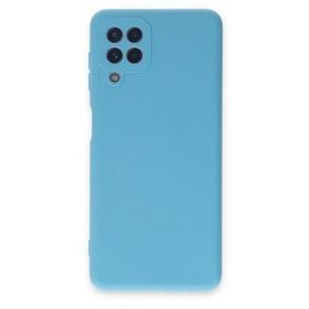 Newface Samsung Galaxy A22 Nano içi Kadife Silikon Mavi Cep Telefonu Kılıfı