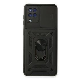 Newface Samsung Galaxy A22 Pars Lens Yüzüklü Silikon - Siyah Kılıf