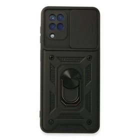 Newface Samsung Galaxy A22 Pars Lens Yüzüklü Silikon - Siyah Kılıf