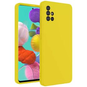 Newface Samsung Galaxy A31 Nano içi Kadife Silikon Sarı Cep Telefonu Kılıfı
