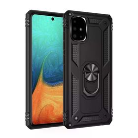 Newface Samsung Galaxy A71 Sofya Yüzüklü Silikon Kapak Siyah Cep Telefonu Kılıfı