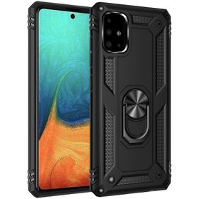 Newface Samsung Galaxy A71 Sofya Yüzüklü Silikon Kapak Siyah Cep Telefonu Kılıfı