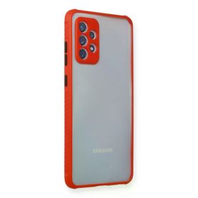 Newface Samsung Galaxy A72 Miami Şeffaf Silikon Kırmızı Cep Telefonu Kılıfı