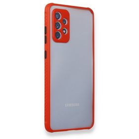 Newface Samsung Galaxy A72 Miami Şeffaf Silikon Kırmızı Cep Telefonu Kılıfı
