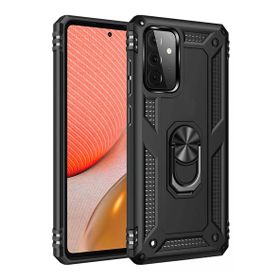 Newface Samsung Galaxy A72 Sofya Yüzüklü Silikon Kapak Siyah Cep Telefonu Kılıfı