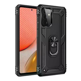 Newface Samsung Galaxy A72 Sofya Yüzüklü Silikon Kapak Siyah Cep Telefonu Kılıfı