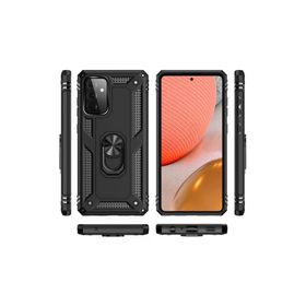 Newface Samsung Galaxy A72 Sofya Yüzüklü Silikon Kapak Siyah Cep Telefonu Kılıfı
