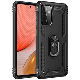 Newface Samsung Galaxy A72 Sofya Yüzüklü Silikon Kapak Siyah Cep Telefonu Kılıfı