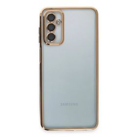 Newface Samsung Galaxy M23 Razer Lensli Silikon Gold Cep Telefonu Kılıfı
