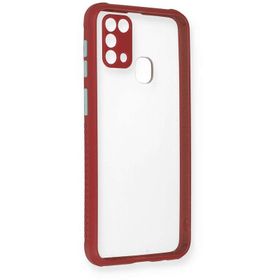 Newface Samsung Galaxy M31 Miami Şeffaf Silikon Fuşya Cep Telefonu Kılıfı