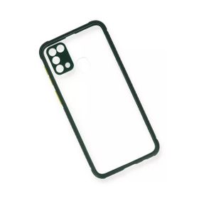 Newface Samsung Galaxy M31 Miami Şeffaf Silikon Koyu Yeşil Cep Telefonu Kılıfı