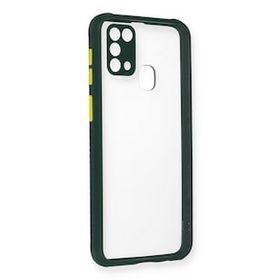 Newface Samsung Galaxy M31 Miami Şeffaf Silikon Koyu Yeşil Cep Telefonu Kılıfı