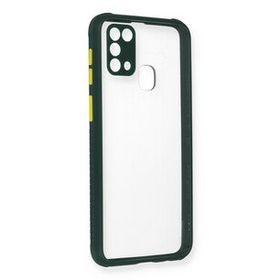Newface Samsung Galaxy M31 Miami Şeffaf Silikon Koyu Yeşil Cep Telefonu Kılıfı