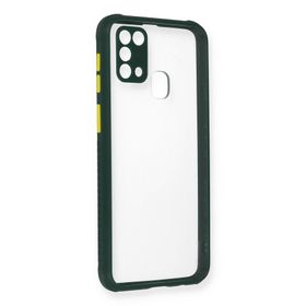 Newface Samsung Galaxy M31 Miami Şeffaf Silikon Koyu Yeşil Cep Telefonu Kılıfı