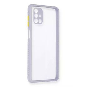 Newface Samsung Galaxy M51 Kılıf Miami Şeffaf Silikon Lila Cep Telefonu Kılıfı