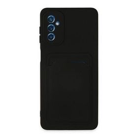 Newface Samsung Galaxy M52 5G Kelvin Kartvizitli Silikon Siyah Cep Telefonu Kılıfı