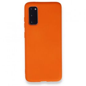 Newface Samsung Galaxy S20 Nano İçi Kadife Silikon Turuncu Cep Telefonu Kılıfı