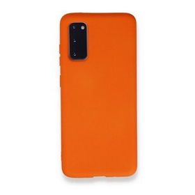 Newface Samsung Galaxy S20 Nano İçi Kadife Silikon Turuncu Cep Telefonu Kılıfı