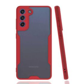 Newface Samsung Galaxy S21 FE Platin Silikon Kırmızı Cep Telefonu Kılıfı