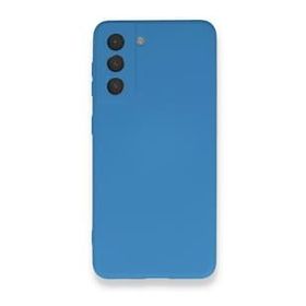 Newface Samsung Galaxy S21 Nano İçi Kadife Silikon Mavi Cep Telefonu Kılıfı