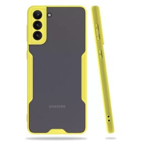 Newface Samsung Galaxy S21 Plus Platin Silikon Sarı Cep Telefonu Kılıfı