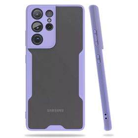 Newface Samsung Galaxy S21 Ultra Platin Silikon Lila Cep Telefonu Kılıfı