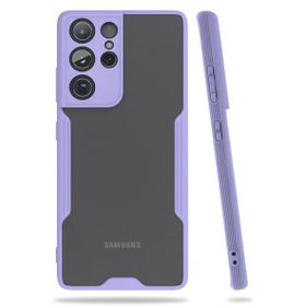 Newface Samsung Galaxy S21 Ultra Platin Silikon Lila Cep Telefonu Kılıfı