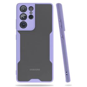 Newface Samsung Galaxy S21 Ultra Platin Silikon Lila Cep Telefonu Kılıfı