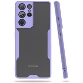 Newface Samsung Galaxy S21 Ultra Platin Silikon Lila Cep Telefonu Kılıfı