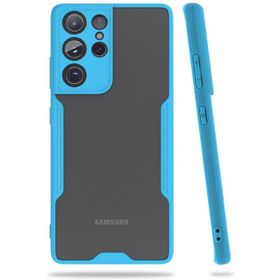 Newface Samsung Galaxy S21 Ultra Platin Silikon Mavi Cep Telefonu Kılıfı